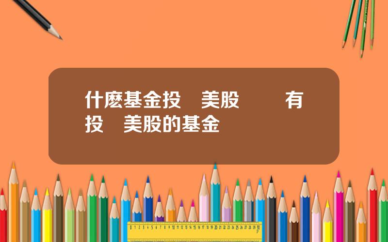 什麽基金投資美股 國內有投資美股的基金嗎